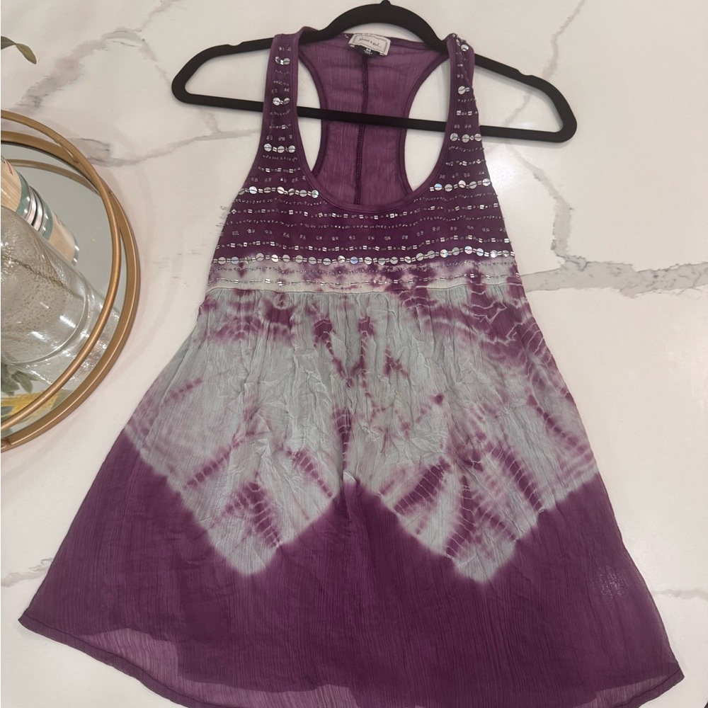 About A Girl Purple Tie-Dye Juniors Top - Size Medium